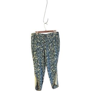 Free People blue floral pants with contrasting open design at leg bottoms Sz 6